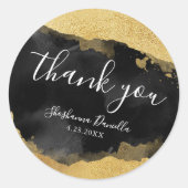金ゴールドブラック(ユダヤ教の)バル・ミツバーありがとう ラウンドシール (正面)