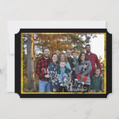 金ゴールドブラック&レッドファミリーフォトホリデークリスマス シーズンカード (正面)