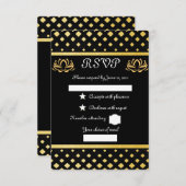 金ゴールドブラック 出欠カード (正面/裏面)