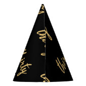 金ゴールドブラック"30" 30誕生日パーティーグリッター パーティーハット (裏面)