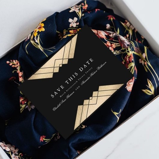 金ゴールドブラックGeometric Gatsbyは日付の予算を保存 チラシ