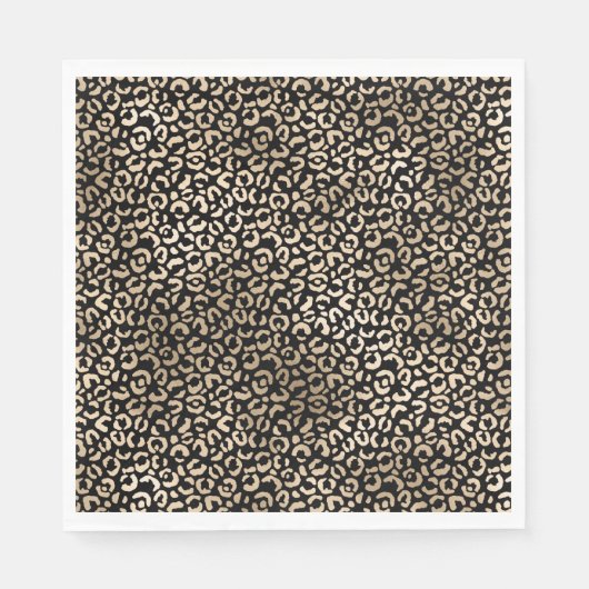 金ゴールドブラックGlam Leopard Print スタンダードランチョンナプキン (正面)