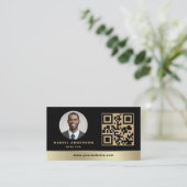 金ゴールドブラックQRコード実在領域不動産仲介業者 名刺 (スタンド正面)