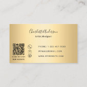 金ゴールドブラックQRコード署名スクリプト 名刺 (裏面)