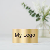 金ゴールドブラックQRコード長方形ロゴ 名刺 (スタンド正面)