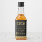 金ゴールドブラックXOXOありがとうパーソナライズされた リキュールボトルラベル (正面)