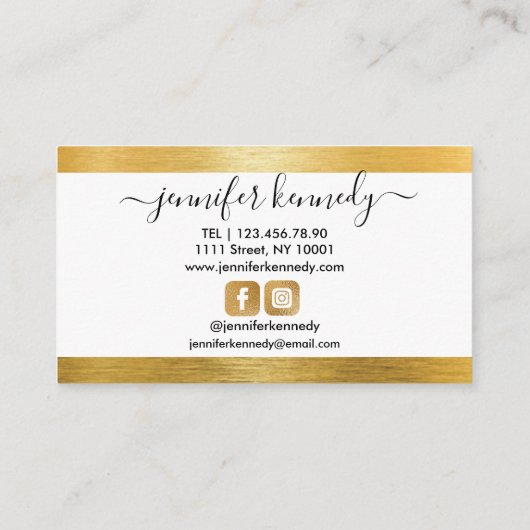 金ゴールドブラッシュメタルグリッターメイクアップアーティスト美しい 名刺 (裏面)