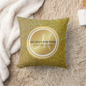 金ゴールドブラッシュメタルグリッターモノグラム名 クッション (ブランケット)