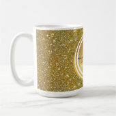 金ゴールドブラッシュメタルグリッターモノグラム名 コーヒーマグカップ (左)