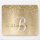 金ゴールドブラッシュメタルグリッターモノグラム名 マウスパッド (正面)