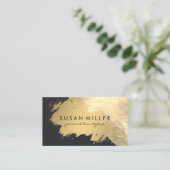 金ゴールドブラッシュレザーゴールデンメタル 名刺 (スタンド正面)