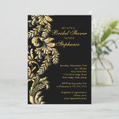 金ゴールドブラッモダンクリーフ旋回ブライダルシャワー 招待状 (スタンド正面)