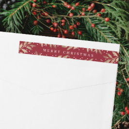 金ゴールドブランチクリスマスカード差出人住所 ラップアラウンドラベル