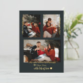 金ゴールドブランチシンプルクリスマスフォトホリデーカード シーズンカード (スタンド正面)