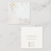 金ゴールドブランチホワイトウッドスクエアイヤリングディスプレイ スクエア名刺 (正面/裏面)