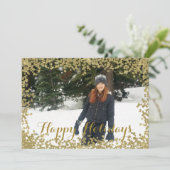 金ゴールドブランチ冬の休日クリスマスフォトカード シーズンカード (スタンド正面)