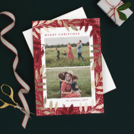 金ゴールドブランチ2フォトクリスマス シーズンカード