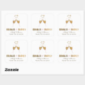 金ゴールドブランチ&バブリーブライダルシャワー |ありがとうございます スクエアシール (シート)