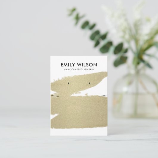 金ゴールドブラ淡い色のシストックネックレスイヤリング表示装置 名刺 (スタンド正面)