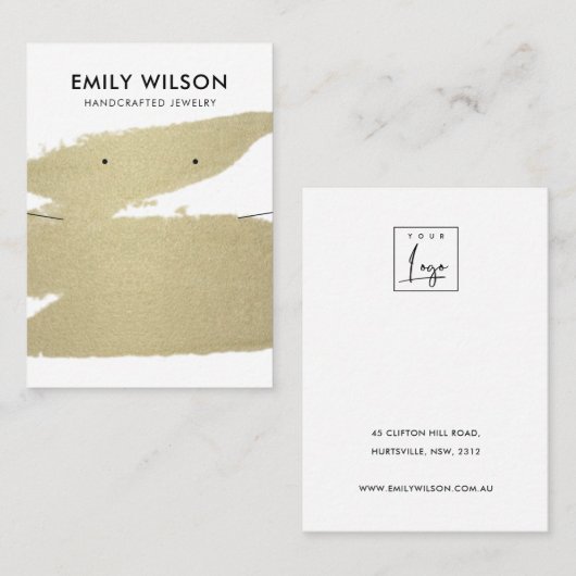 金ゴールドブラ淡い色のシストックネックレスイヤリング表示装置 名刺 (正面/裏面)