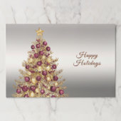 金ゴールドブルガンディクリスマスツリーティアウェイランチョンマット ペーパーパッド (正面)