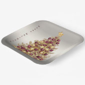 金ゴールドブルガンディクリスマスツリーホリデイ紙プレート ペーパープレート (傾斜あり)