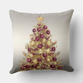 金ゴールドブルガンディクリスマスツリーホリデイ装飾用クッション クッション (裏面)