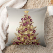 金ゴールドブルガンディクリスマスツリーホリデイ装飾用クッション クッション (ブランケット)