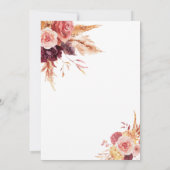 金ゴールドブルガンディテラコッタウォーターカラー結婚フローラ 招待状 (裏面)