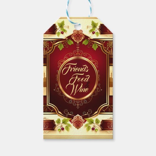 金ゴールドブルガンディマルーングッドフレンズギフトフェスティバル ギフトタグ (正面)