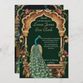 金ゴールドブルガンディメフェンディ結婚ヘナインディアンのインビタ 招待状 (正面/裏面)