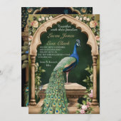 金ゴールドブルガンディメフェンディ結婚ヘナインディアンのインビタ 招待状 (正面/裏面)