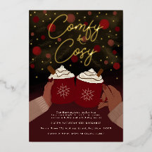 金ゴールドブルガンディーコージーホットココアホリデーへの招待