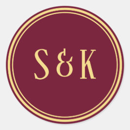 金ゴールドブルゴーニモノグラム封筒用シール ラウンドシール