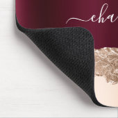 金ゴールドブルゴーニュのアゲイト大理石名文字 マウスパッド (コーナー)