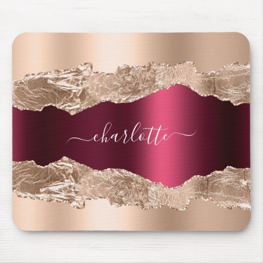 金ゴールドブルゴーニュのアゲイト大理石名文字 マウスパッド (正面)