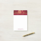 金ゴールドブルゴーニュアンティークフローラパーソナライズされた事業 ポストイット (デスク上)