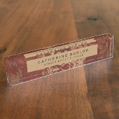 金ゴールドブルゴーニュアンティークフローラ デスクネームプレート (側面)