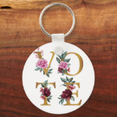 金ゴールドブルゴーニュエレガントフローラフェミニン投票 キーホルダー (正面)