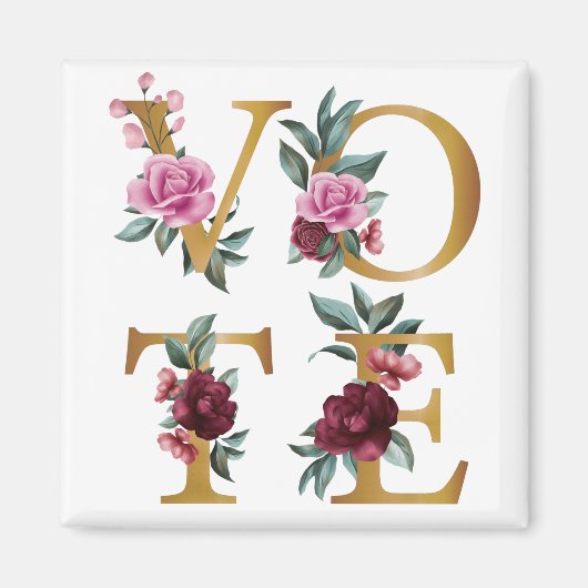 金ゴールドブルゴーニュエレガントフローラフェミニン投票 マグネット (正面)