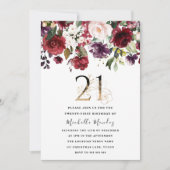 金ゴールドブルゴーニュエレガントフローラ21歳パーティー 招待状 (正面)
