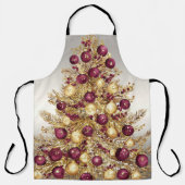 金ゴールドブルゴーニュクリスマスツリーホリデーエプロン エプロン (正面)