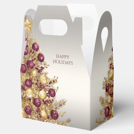 金ゴールドブルゴーニュクリスマスツリーホリデーギフトボックス フェイバーボックス (オープン)