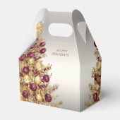 金ゴールドブルゴーニュクリスマスツリーホリデーギフトボックス フェイバーボックス (正面サイド)