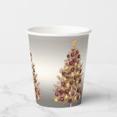 金ゴールドブルゴーニュクリスマスツリーホリデー紙カップ 紙コップ (裏面)