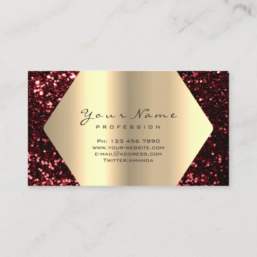 金ゴールドブルゴーニュグリッターメイクアップアーティストラッズブラウンズ 名刺 (裏面)