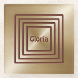 金ゴールドブルゴーニュスクエアガラスコースター ガラスコースター