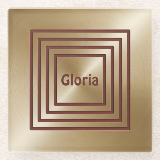 金ゴールドブルゴーニュスクエアガラスコースター ガラスコースター (正面)