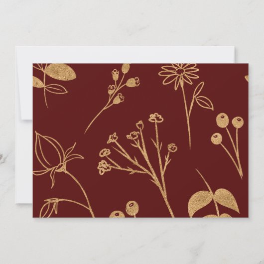 金ゴールドブルゴーニュバラクインセアニェラ日付を保存 招待状 (裏面)