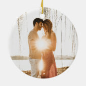 金ゴールドブルゴーニュバラ初めてのクリスマス写真 セラミックオーナメント (裏面)